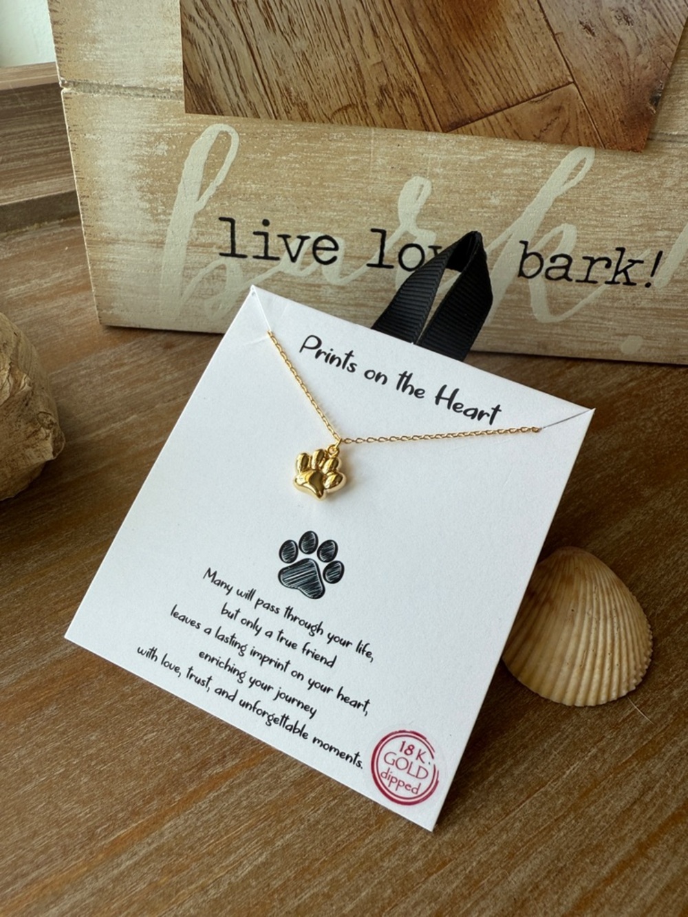 Gold Paw Pendant Necklace - Paw Print Charm - Picture 5 of 12